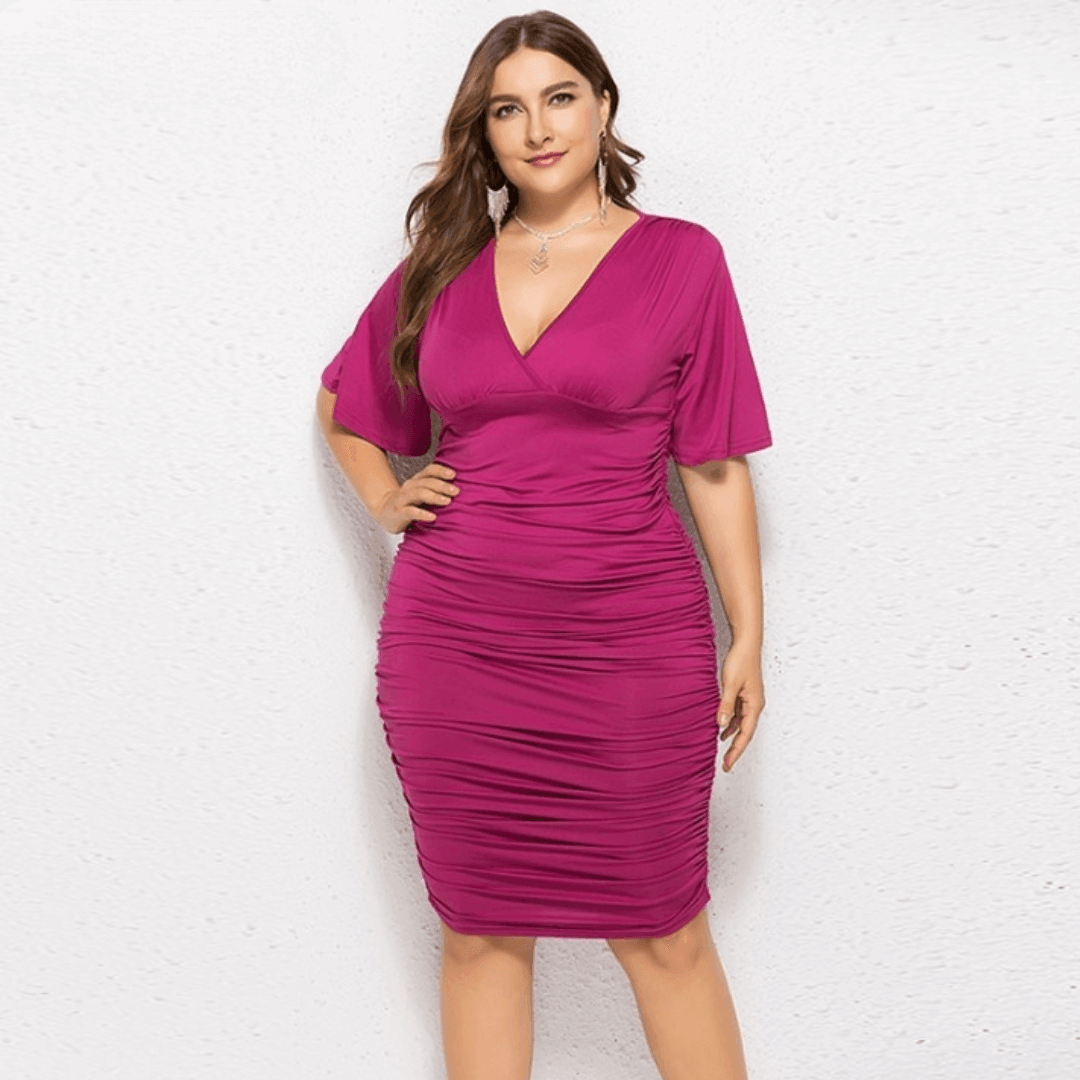 Vestido Elegante Drapeado Purpure - Plus Size - Loja Izze