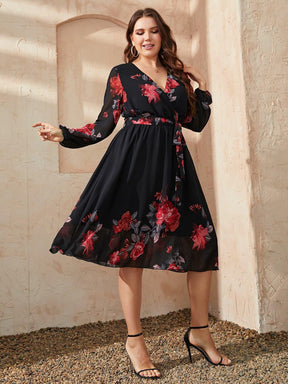 Vestido Transpassado de Chiffon Venise - Plus Size - Loja Izze