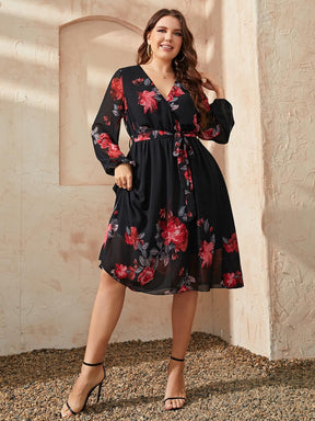 Vestido Transpassado de Chiffon Venise - Plus Size - Loja Izze