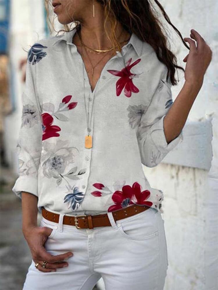 Camisa Casual de Chiffon Peony - Loja Izze