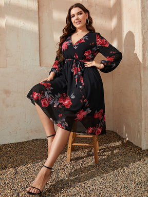 Vestido Transpassado de Chiffon Venise - Plus Size - Loja Izze